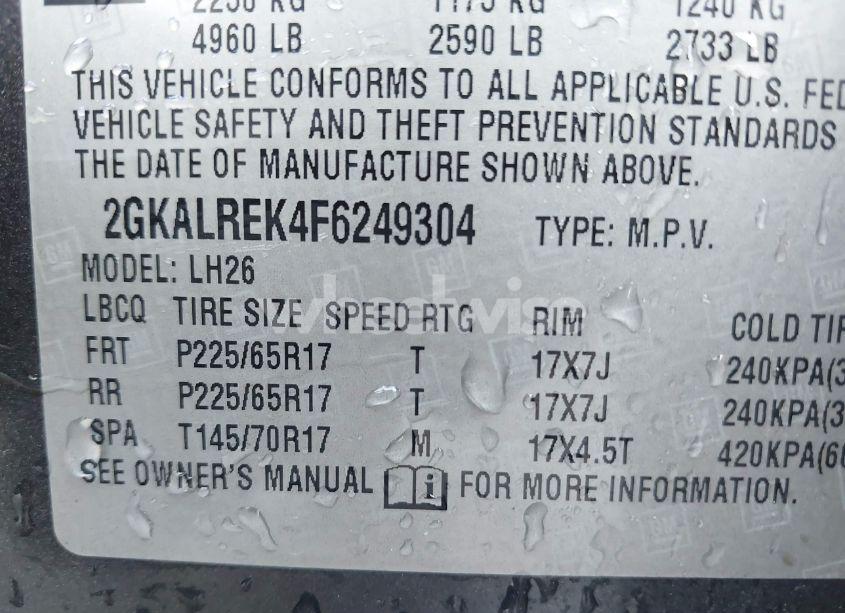 Photo 9 of 2015 Gmc Terrain SLE-2 (VIN 2GKALREK4F6249304)