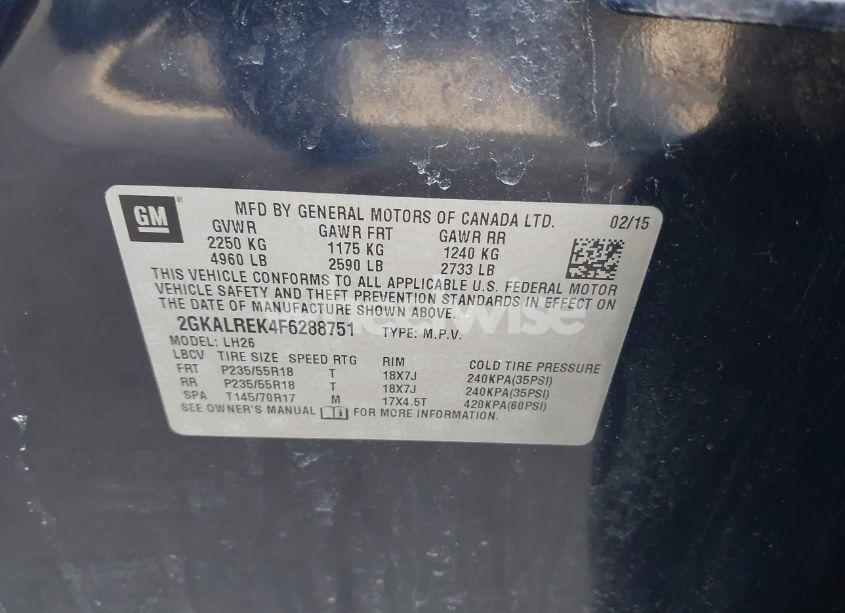 Photo 9 of 2015 Gmc Terrain SLE-2 (VIN 2GKALREK4F6288751)