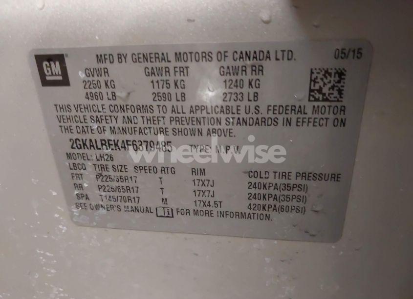 Photo 9 of 2015 Gmc Terrain SLE-2 (VIN 2GKALREK4F6379485)