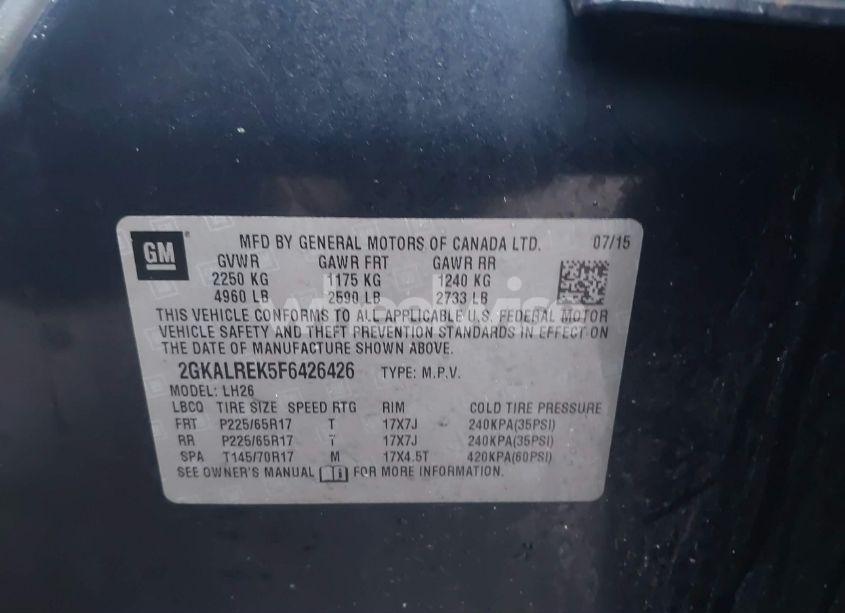 Photo 9 of 2015 Gmc Terrain SLE-2 (VIN 2GKALREK5F6426426)