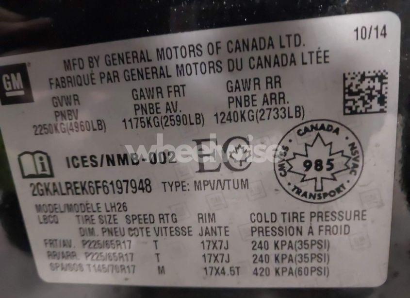 Photo 9 of 2015 Gmc Terrain SLE-2 (VIN 2GKALREK6F6197948)