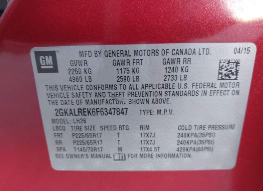 Photo 9 of 2015 Gmc Terrain SLE-2 (VIN 2GKALREK6F6347847)