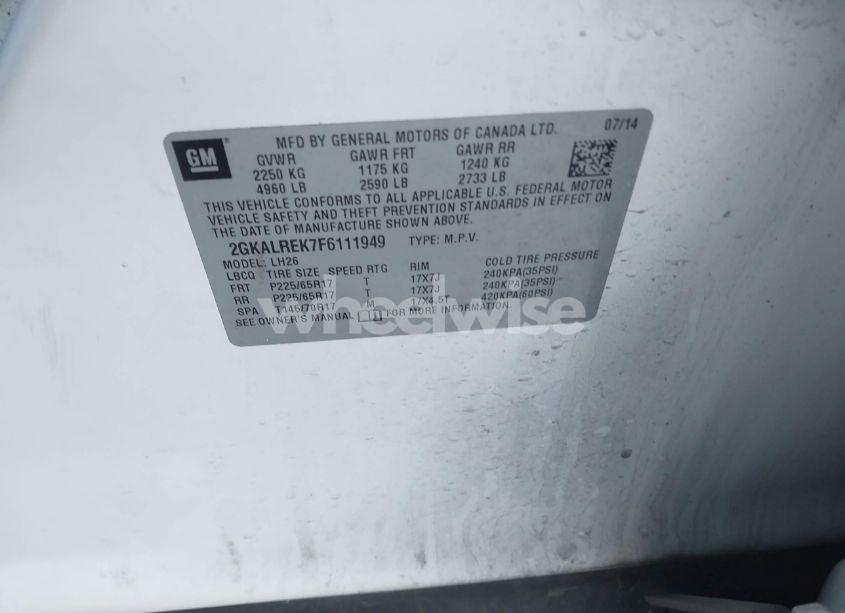 Photo 9 of 2015 Gmc Terrain SLE-2 (VIN 2GKALREK7F6111949)