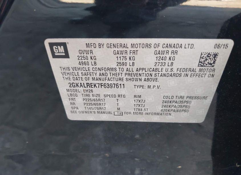 Photo 9 of 2015 Gmc Terrain SLE-2 (VIN 2GKALREK7F6397611)