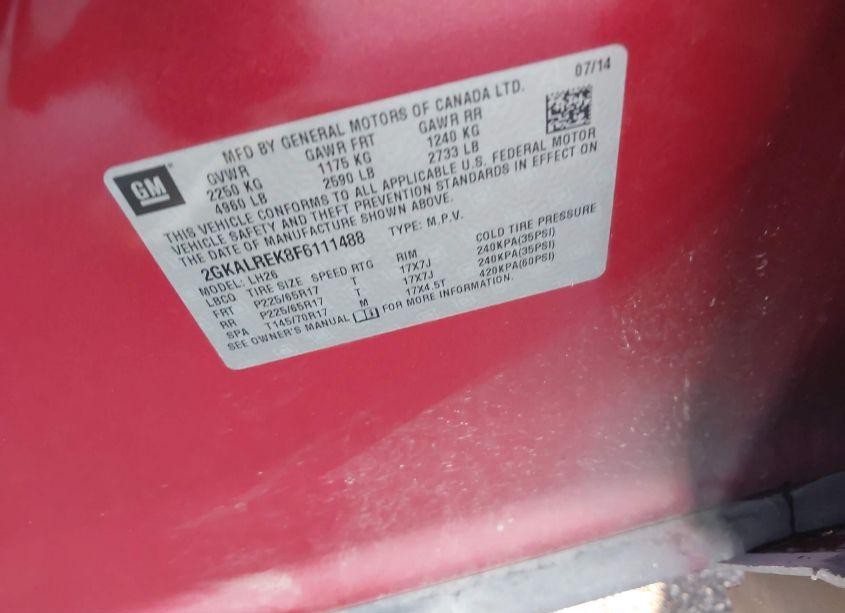 Photo 9 of 2015 Gmc Terrain SLE-2 (VIN 2GKALREK8F6111488)