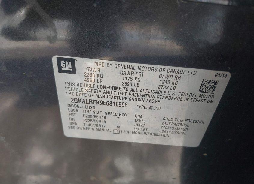 Photo 9 of 2014 Gmc Terrain SLE-2 (VIN 2GKALREK9E6310998)