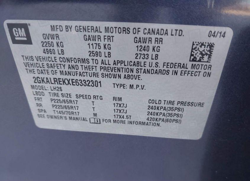 Photo 9 of 2014 Gmc Terrain SLE-2 (VIN 2GKALREKXE6332301)