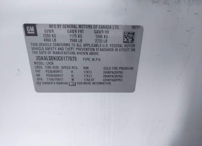 Photo 9 of 2012 Gmc Terrain SLE-2 (VIN 2GKALSEK0C6177679)