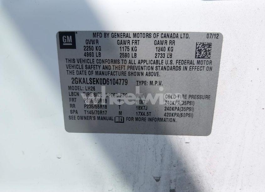 Photo 9 of 2013 Gmc Terrain SLE-2 (VIN 2GKALSEK0D6104779)