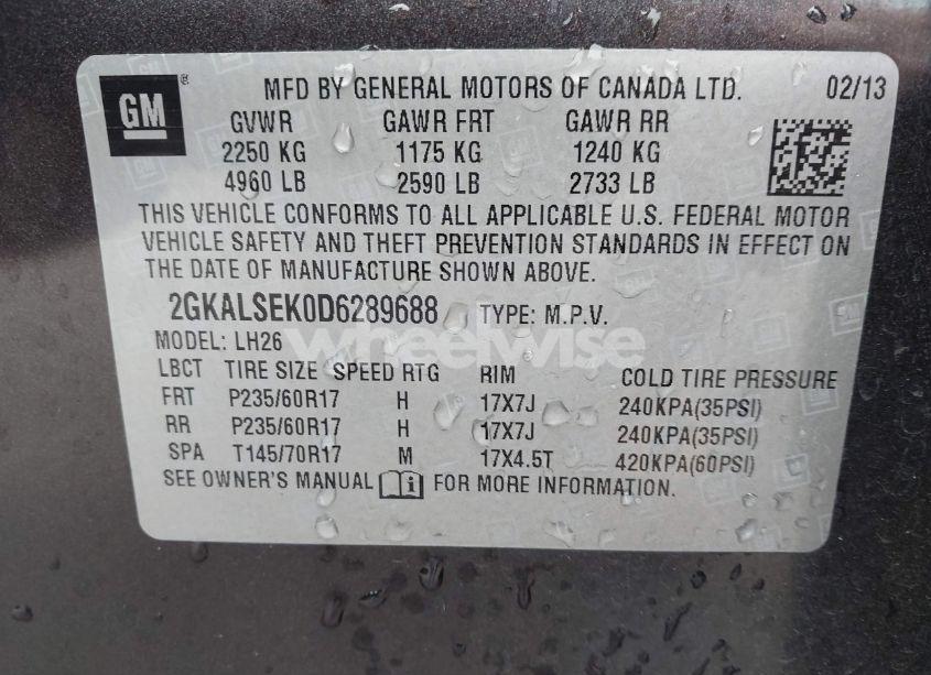 Photo 9 of 2013 Gmc Terrain SLE-2 (VIN 2GKALSEK0D6289688)