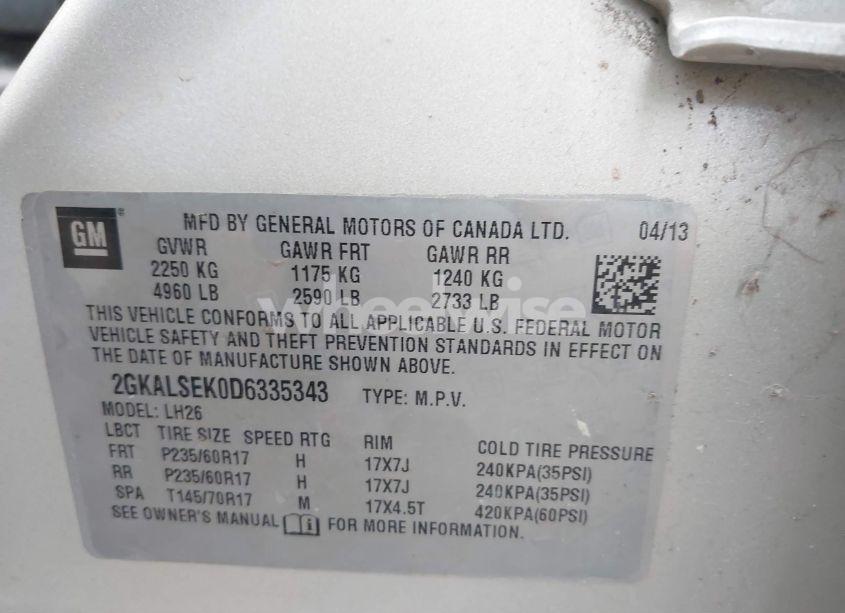 Photo 9 of 2013 Gmc Terrain SLE-2 (VIN 2GKALSEK0D6335343)