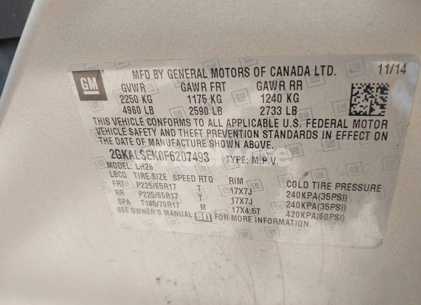 Photo 9 of 2015 Gmc Terrain SLT-1 (VIN 2GKALSEK0F6207493)