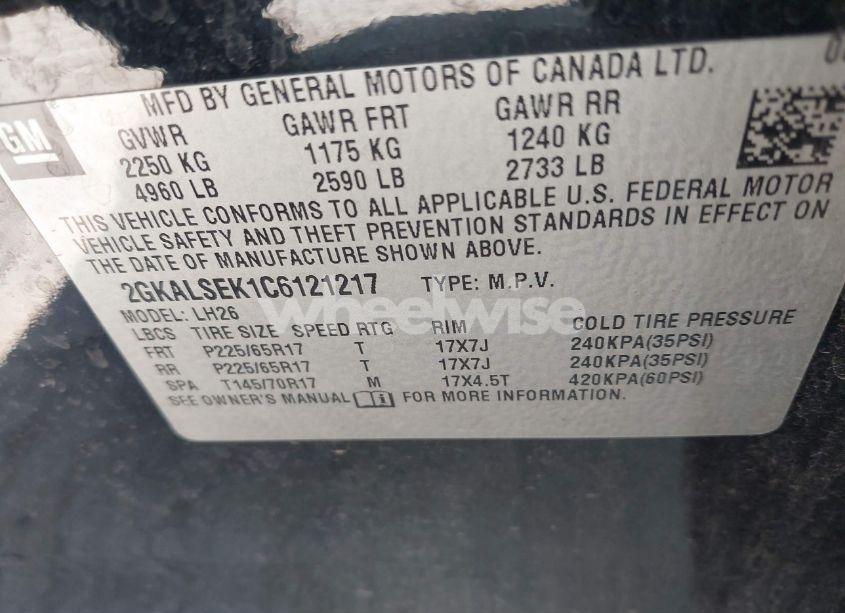 Photo 9 of 2012 Gmc Terrain SLE-2 (VIN 2GKALSEK1C6121217)