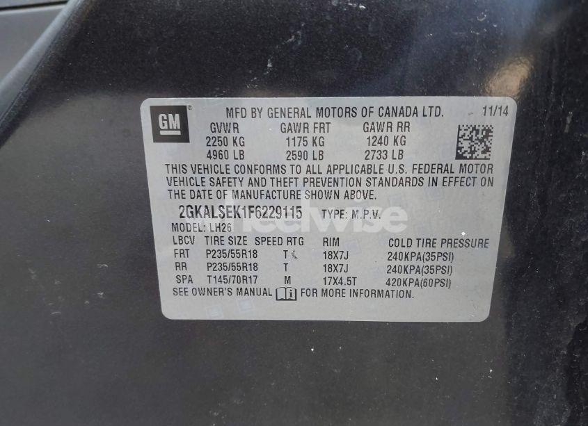 Photo 9 of 2015 Gmc Terrain SLT-1 (VIN 2GKALSEK1F6229115)