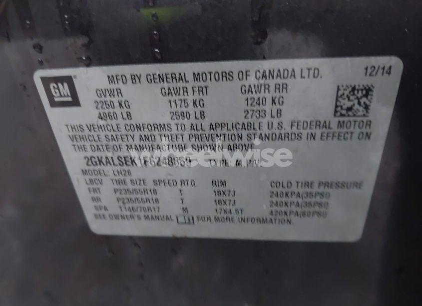 Photo 9 of 2015 Gmc Terrain SLT-1 (VIN 2GKALSEK1F6248859)