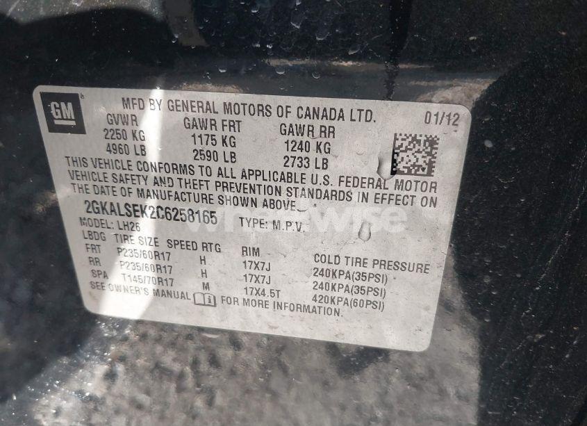 Photo 9 of 2012 Gmc Terrain SLE-2 (VIN 2GKALSEK2C6258165)