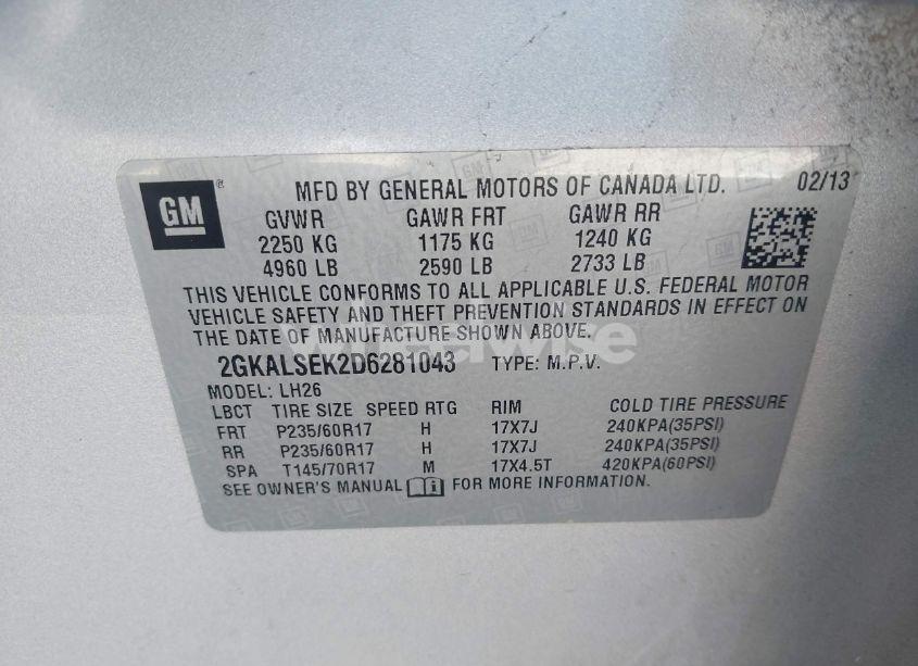 Photo 9 of 2013 Gmc Terrain SLE-2 (VIN 2GKALSEK2D6281043)