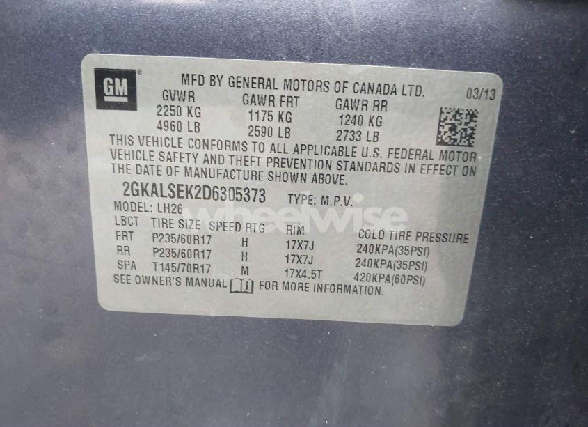 Photo 9 of 2013 Gmc Terrain SLE-2 (VIN 2GKALSEK2D6305373)