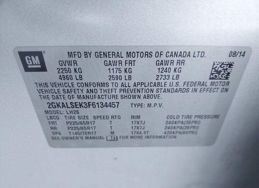 Photo 9 of 2015 Gmc Terrain SLT-1 (VIN 2GKALSEK3F6134457)