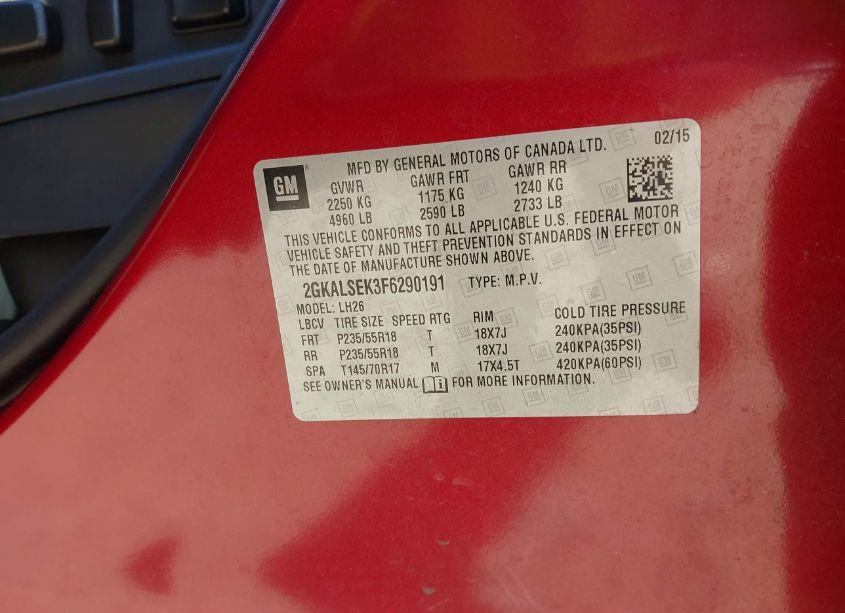 Photo 9 of 2015 Gmc Terrain SLT-1 (VIN 2GKALSEK3F6290191)