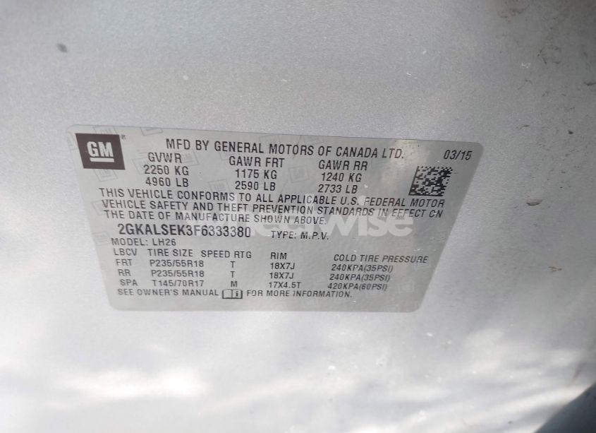 Photo 9 of 2015 Gmc Terrain SLT-1 (VIN 2GKALSEK3F6333380)