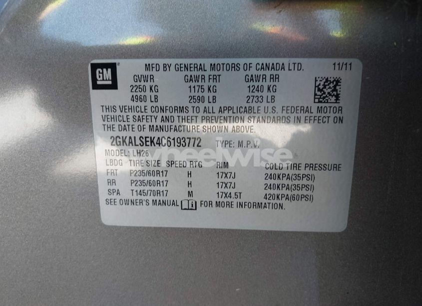 Photo 9 of 2012 Gmc Terrain SLE-2 (VIN 2GKALSEK4C6193772)