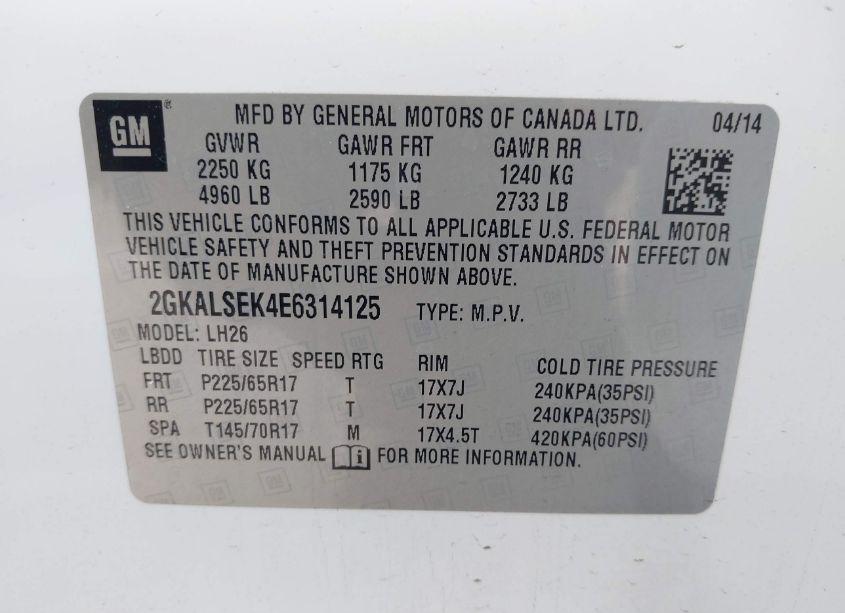 Photo 9 of 2014 Gmc Terrain SLT-1 (VIN 2GKALSEK4E6314125)