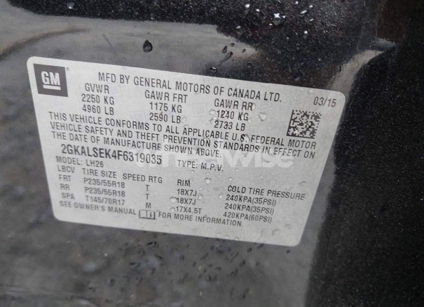 Photo 9 of 2015 Gmc Terrain SLT-1 (VIN 2GKALSEK4F6319035)