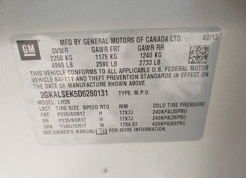 Photo 9 of 2013 Gmc Terrain SLE-2 (VIN 2GKALSEK5D6280131)