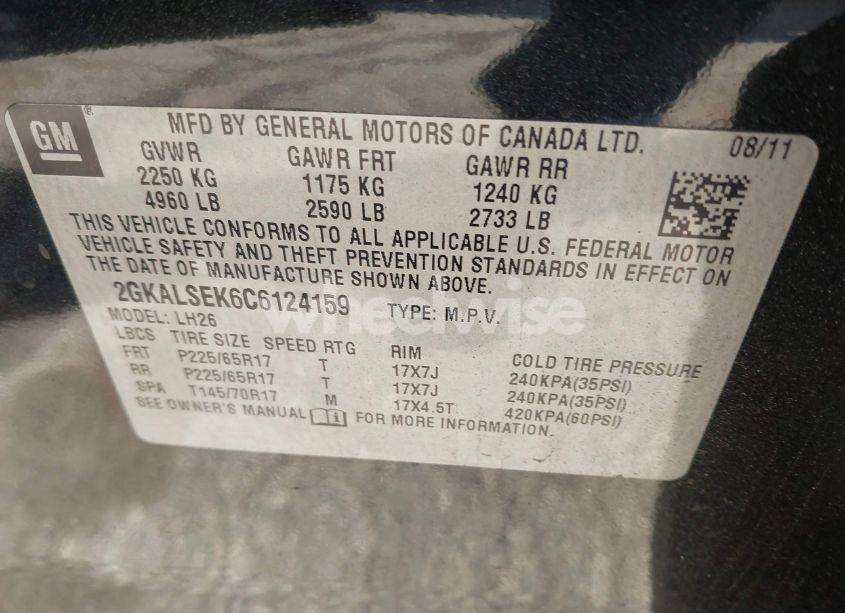 Photo 9 of 2012 Gmc Terrain SLE-2 (VIN 2GKALSEK6C6124159)