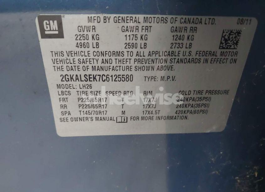 Photo 9 of 2012 Gmc Terrain SLE-2 (VIN 2GKALSEK7C6125580)