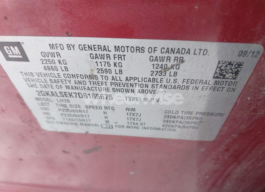 Photo 9 of 2013 Gmc Terrain SLE-2 (VIN 2GKALSEK7D6165675)