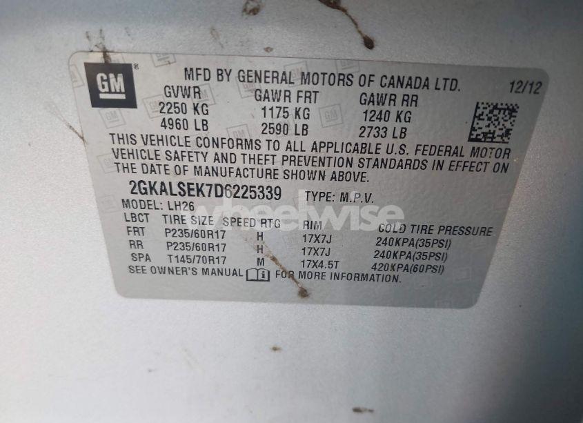 Photo 9 of 2013 Gmc Terrain SLE-2 (VIN 2GKALSEK7D6225339)