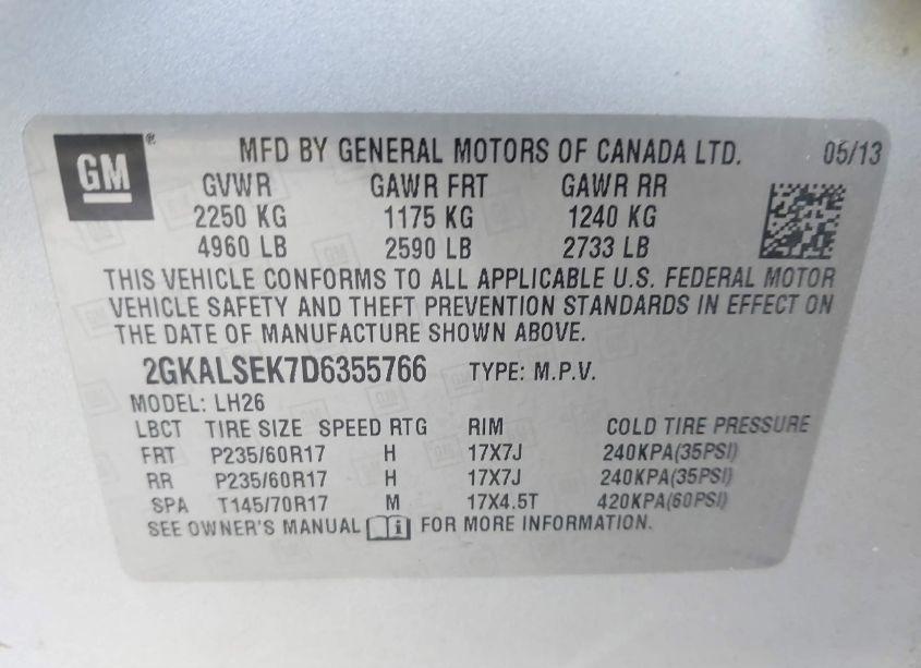 Photo 9 of 2013 Gmc Terrain SLE-2 (VIN 2GKALSEK7D6355766)