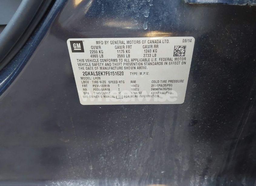 Photo 9 of 2015 Gmc Terrain SLT-1 (VIN 2GKALSEK7F6151620)