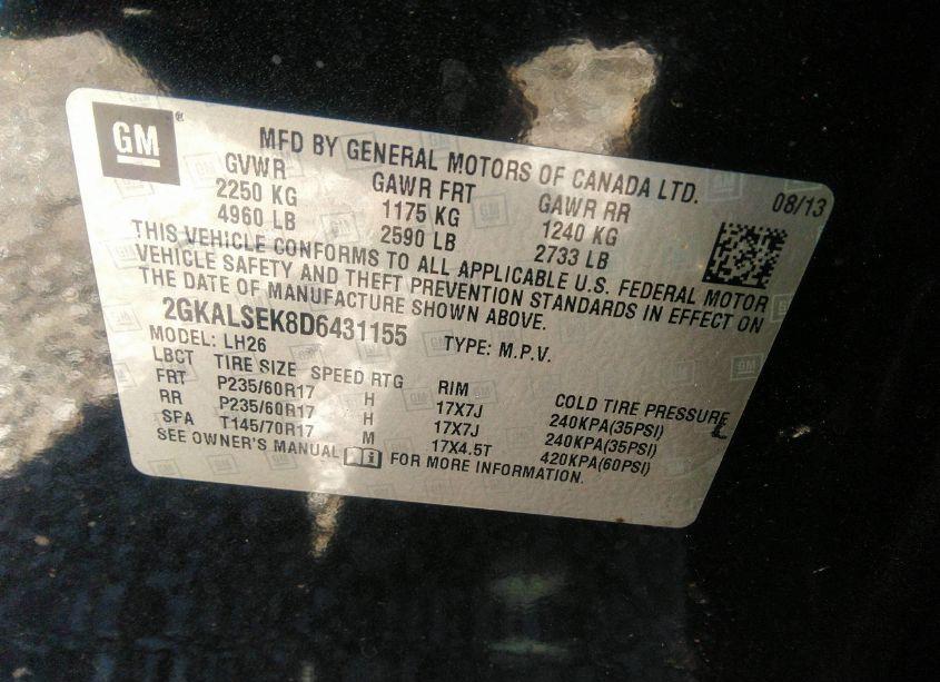 Photo 9 of 2013 Gmc Terrain SLE-2 (VIN 2GKALSEK8D6431155)