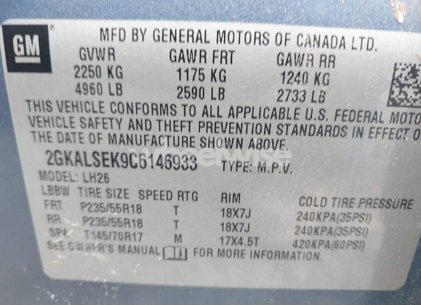 Photo 9 of 2012 Gmc Terrain SLE-2 (VIN 2GKALSEK9C6146933)