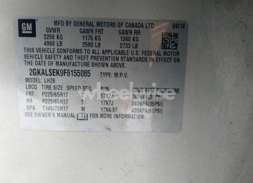 Photo 9 of 2015 Gmc Terrain SLT-1 (VIN 2GKALSEK9F6155085)