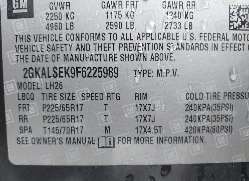 Photo 9 of 2015 Gmc Terrain SLT-1 (VIN 2GKALSEK9F6225989)