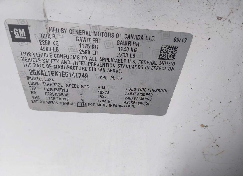 Photo 9 of 2014 Gmc Terrain SLT-2 (VIN 2GKALTEK1E6141749)