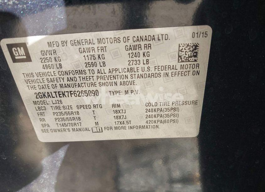 Photo 9 of 2015 Gmc Terrain SLT-2 (VIN 2GKALTEK7F6265090)