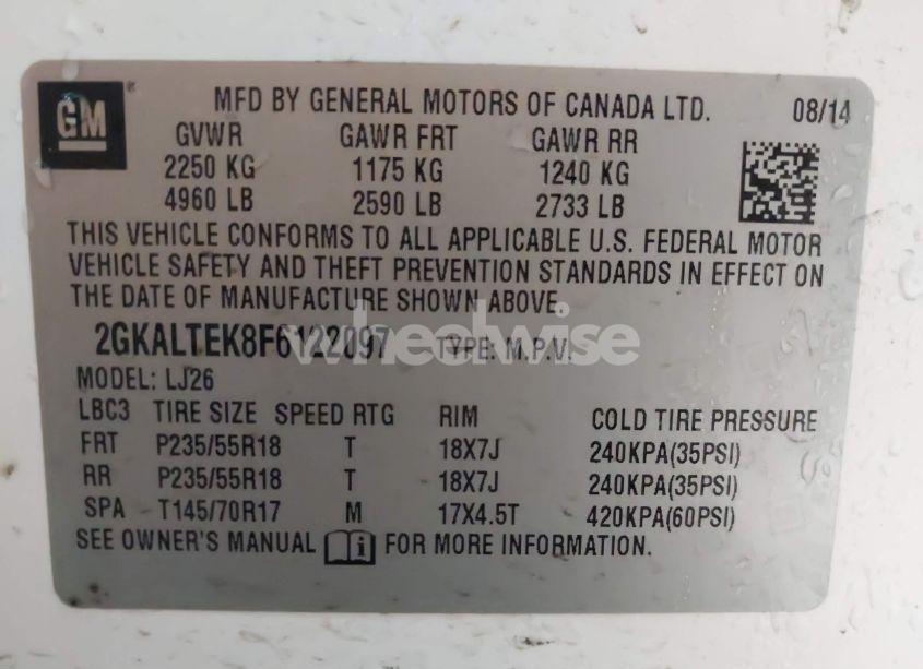 Photo 9 of 2015 Gmc Terrain SLT-2 (VIN 2GKALTEK8F6122097)