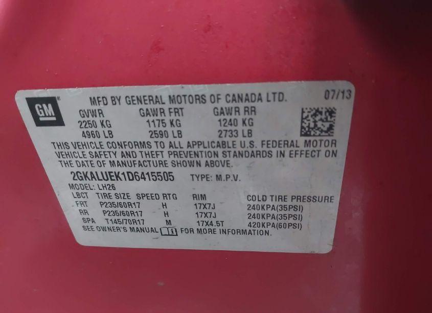 Photo 9 of 2013 Gmc Terrain SLT-1 (VIN 2GKALUEK1D6415505)