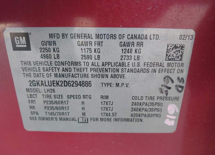 Photo 9 of 2013 Gmc Terrain SLT-1 (VIN 2GKALUEK2D6294886)