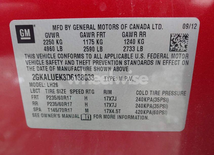 Photo 9 of 2013 Gmc Terrain SLT-1 (VIN 2GKALUEK3D6138033)