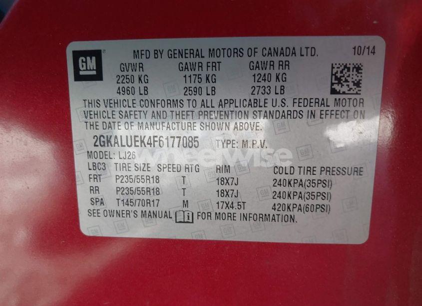 Photo 9 of 2015 Gmc Terrain DENALI (VIN 2GKALUEK4F6177085)