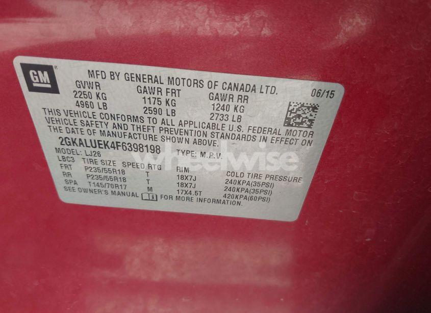 Photo 9 of 2015 Gmc Terrain DENALI (VIN 2GKALUEK4F6398198)