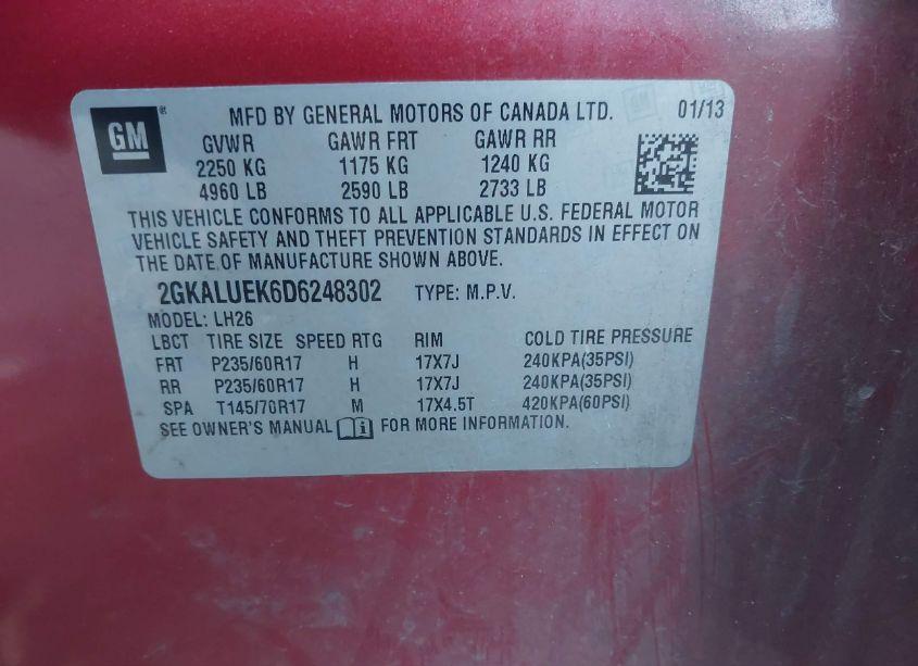 Photo 9 of 2013 Gmc Terrain SLT-1 (VIN 2GKALUEK6D6248302)