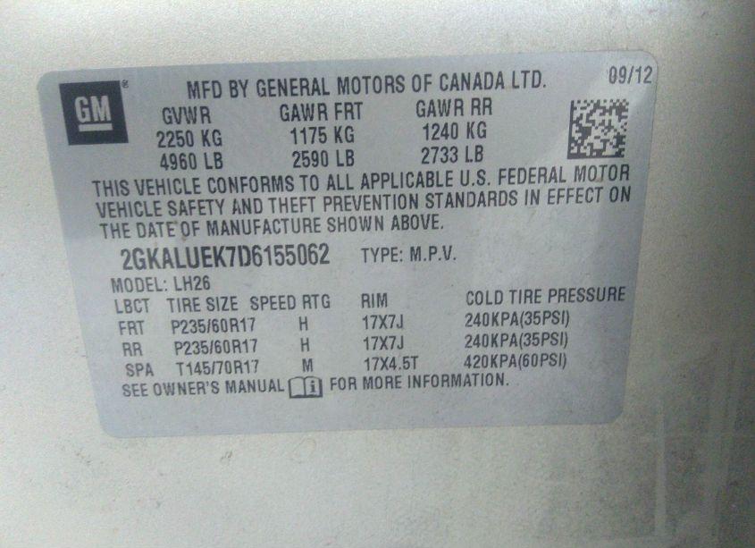 Photo 9 of 2013 Gmc Terrain SLT-1 (VIN 2GKALUEK7D6155062)