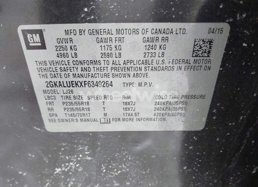 Photo 9 of 2015 Gmc Terrain DENALI (VIN 2GKALUEKXF6349264)